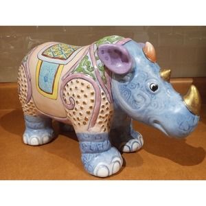 Vintage Japanese Kutani Rhinoceros Gold Gilt Animal Figure Unique Piece